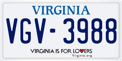 VA license plate VGV3988