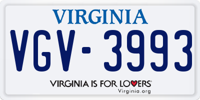 VA license plate VGV3993