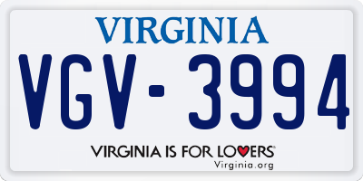 VA license plate VGV3994