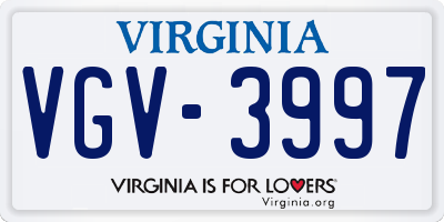 VA license plate VGV3997