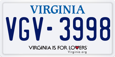 VA license plate VGV3998