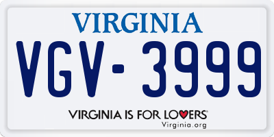 VA license plate VGV3999