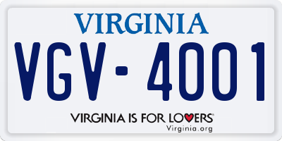 VA license plate VGV4001