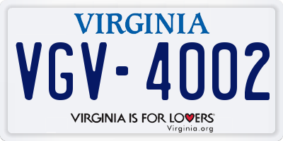 VA license plate VGV4002