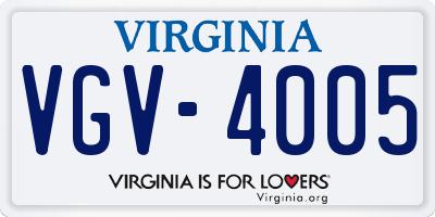 VA license plate VGV4005