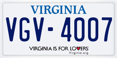 VA license plate VGV4007