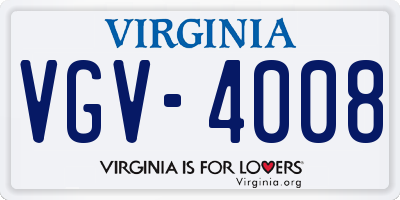 VA license plate VGV4008