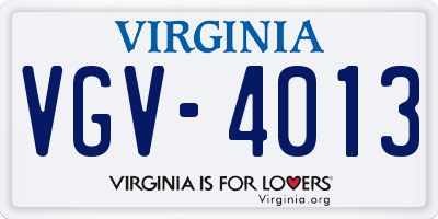 VA license plate VGV4013