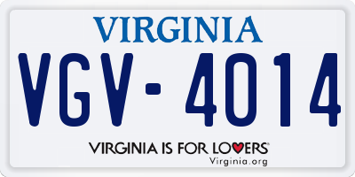 VA license plate VGV4014