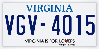 VA license plate VGV4015