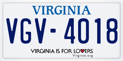 VA license plate VGV4018