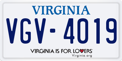 VA license plate VGV4019