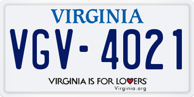 VA license plate VGV4021