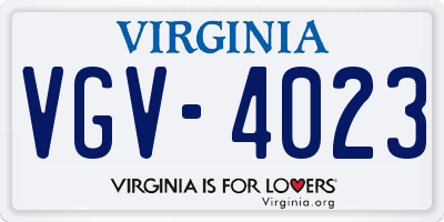 VA license plate VGV4023