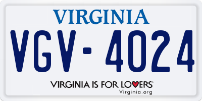 VA license plate VGV4024