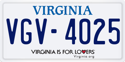 VA license plate VGV4025