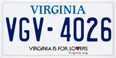 VA license plate VGV4026