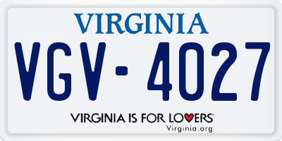 VA license plate VGV4027