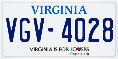 VA license plate VGV4028