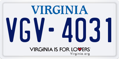 VA license plate VGV4031