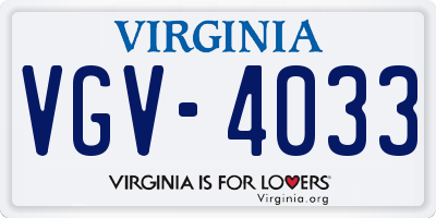 VA license plate VGV4033