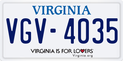 VA license plate VGV4035