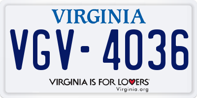 VA license plate VGV4036