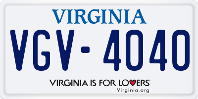 VA license plate VGV4040