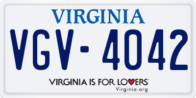 VA license plate VGV4042