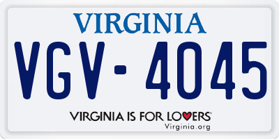 VA license plate VGV4045