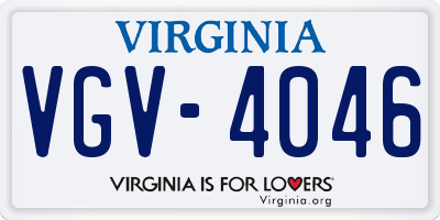 VA license plate VGV4046