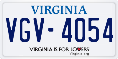 VA license plate VGV4054