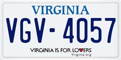 VA license plate VGV4057