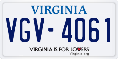 VA license plate VGV4061