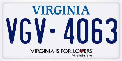 VA license plate VGV4063
