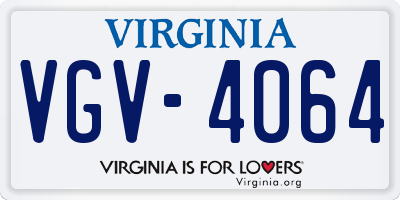 VA license plate VGV4064