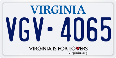 VA license plate VGV4065