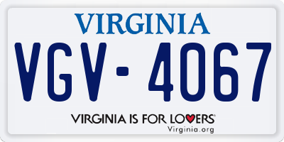 VA license plate VGV4067