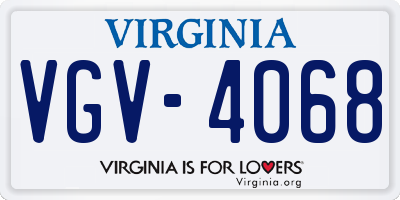 VA license plate VGV4068