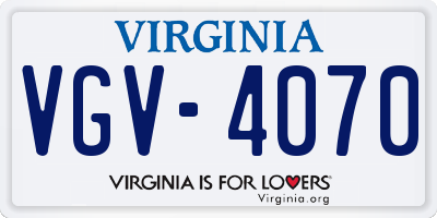 VA license plate VGV4070