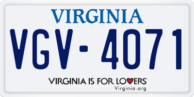 VA license plate VGV4071
