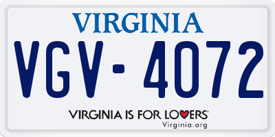 VA license plate VGV4072