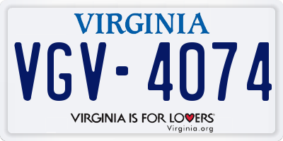 VA license plate VGV4074