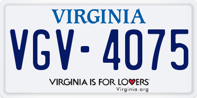 VA license plate VGV4075