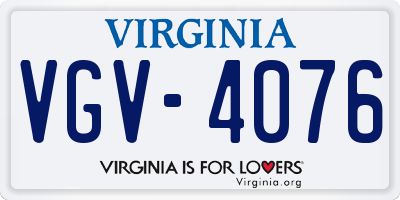 VA license plate VGV4076