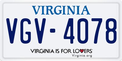 VA license plate VGV4078