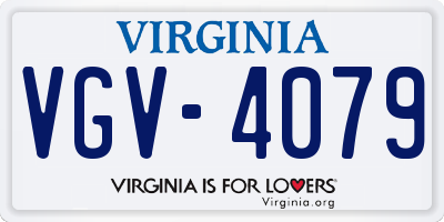 VA license plate VGV4079