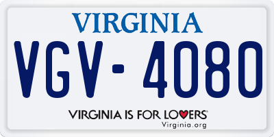 VA license plate VGV4080