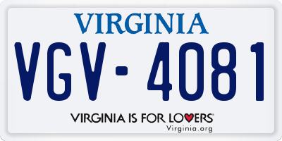 VA license plate VGV4081