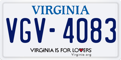 VA license plate VGV4083